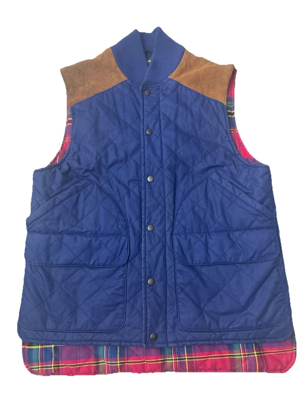 Polo Ralph Lauren Equestrian Quilted Leather Patch Women’s Blue Vest Size S